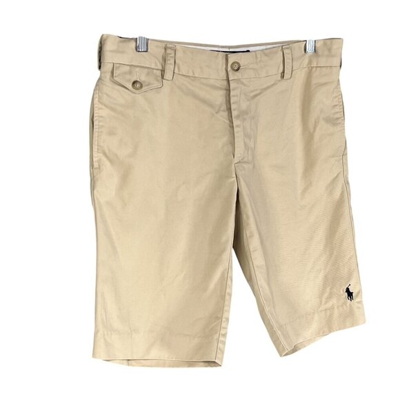 Ralph Lauren Sport Womens 6 Khaki Chino Shorts Blue Pony Logo Old Money Preppy - Picture 3 of 14